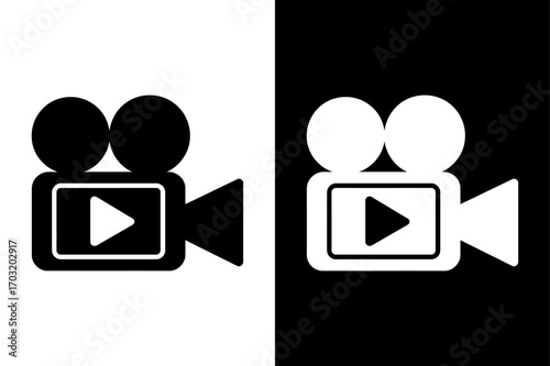 Video Camera Icon Silhouette Vector Illustration in Black and White