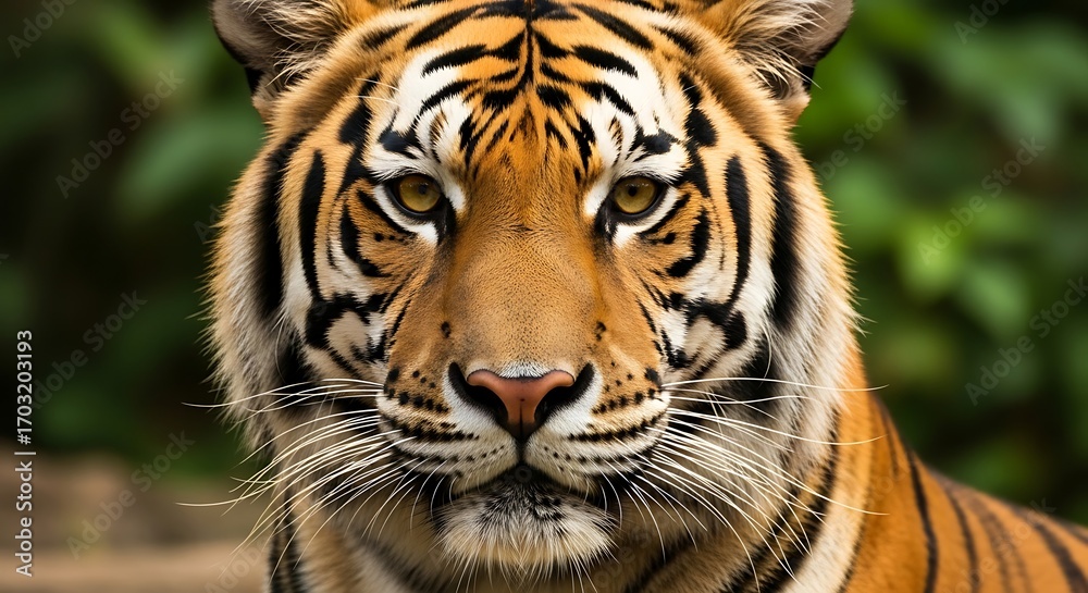 Naklejka premium Close-up of a Majestic Tiger in its Natural Habitat.