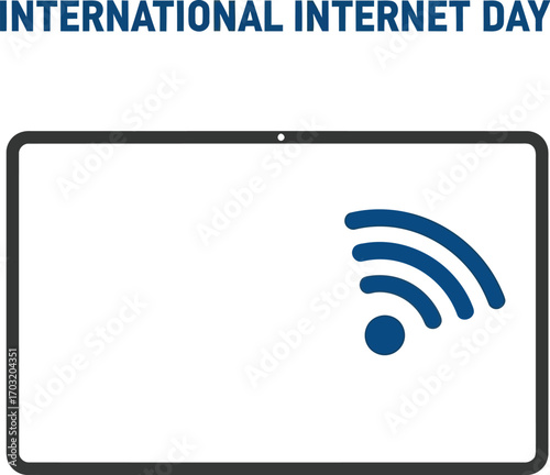 International Internet Day celebrated with a wifi symbol on a tablet, symbolizing technology and connectivity.