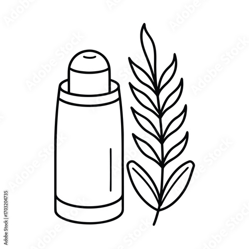Deodorant stick with botanical leaf plant