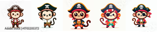cute monkey vector wearing pirate costume