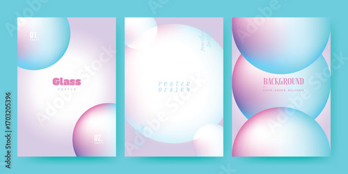 Gradient liquid glass poster background template with geometric prism perspective shapes for modern social media, advertising, cover, banner, wallpaper, flyer, and digital promotion design