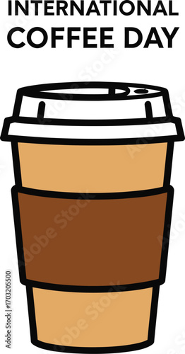 International coffee day illustration with a disposable cup simple and clean design