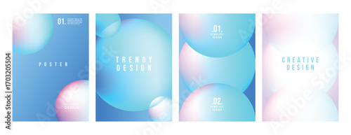 Gradient liquid glass poster background vector set with perspective geometric prism shapes for advertising, social media cover, banner, wallpaper, flyer, template, and promotional marketing design