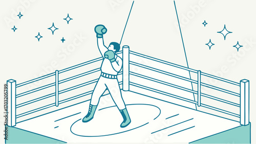 Victorious Boxer Celebrating a Win in the Ring.