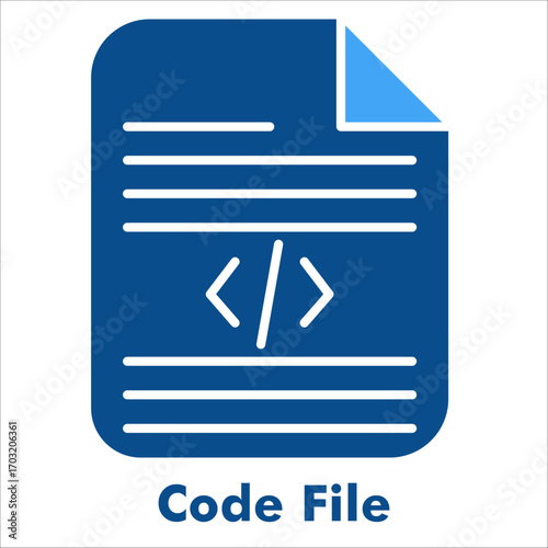 Code file dual tone icon. Programming document, source code, software script, and coding symbol.