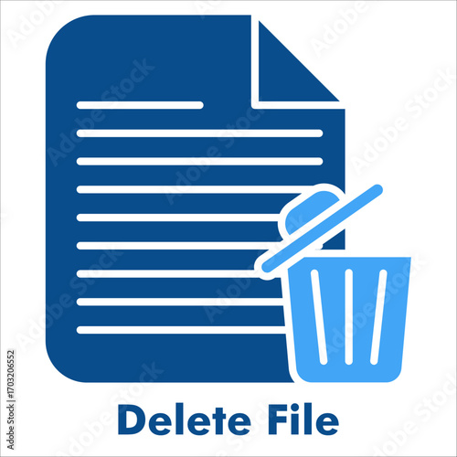 Delete file dual tone icon. Trash document, remove data, file erase, and digital clean symbol.