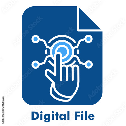 Digital file dual tone icon. Online storage, electronic document, paperless data, and information record symbol.