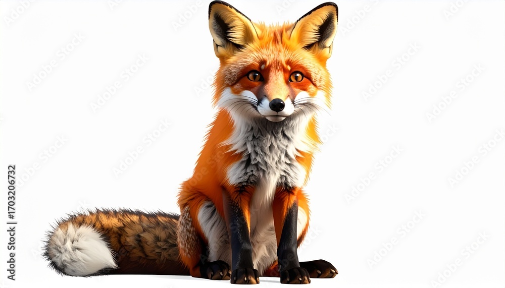 Fototapeta premium Red Fox Sitting Isolated on Transparent Background