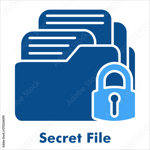 Secret file dual tone icon. Confidential document, private data, classified information, and secure storage symbol.