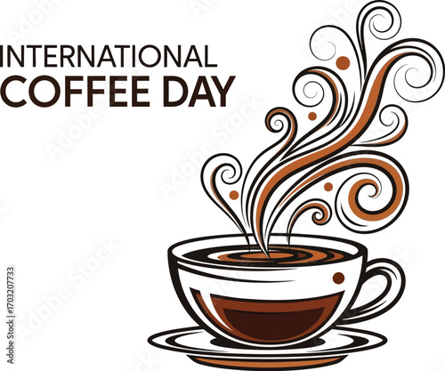 International coffee day with cup of coffee celebrate the love for coffee and its aroma
