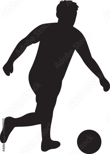 Soccer player silhouette vector kicking ball, ideal for sports, football, and athletic designs.