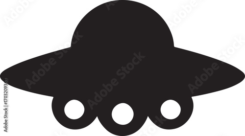 UFO silhouette vector flying in sky, alien spaceship design for sci-fi and extraterrestrial art.