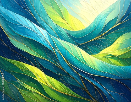 Abstract wavy foliage design