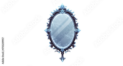 round frame made of blue glass