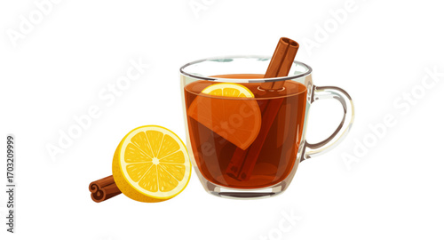 Warm drink with lemon and cinnamon