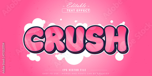 Crush text style, editable text effect.