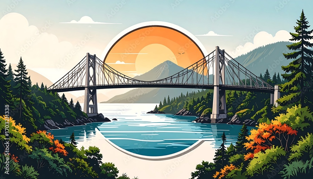 Naklejka premium Scenic bridge over a waterway