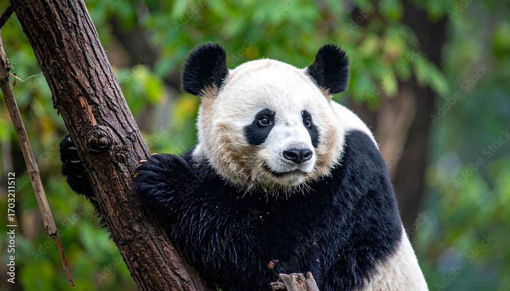 Fototapeta premium Panda climbing a tree (1)