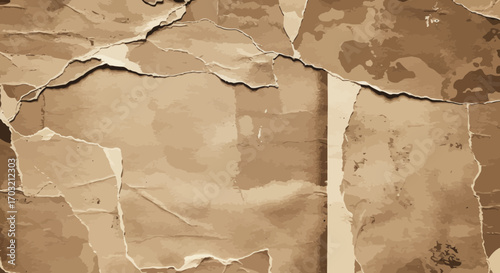 Distressed and aged paper texture, creating an old and grungy effect, vector