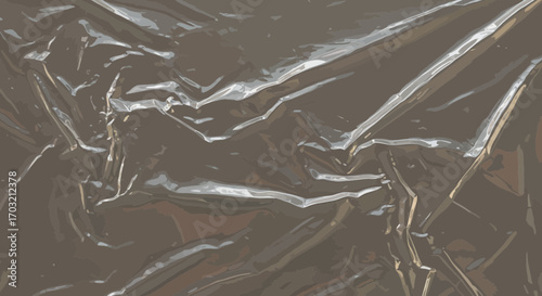 Abstract grey texture background featuring crumpled clear plastic wrap design