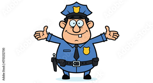 Happy cartoon police officer giving thumbs up approval