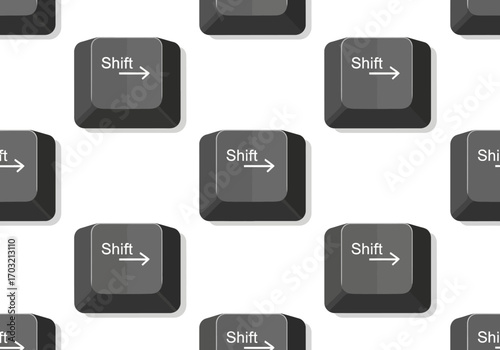 Seamless pattern featuring multiple computer keyboard shift keys arranged in a repeating grid.