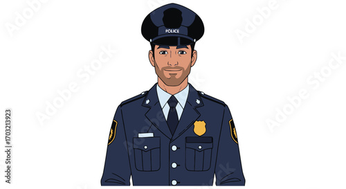 Illustration of a police officer in uniform with a hat