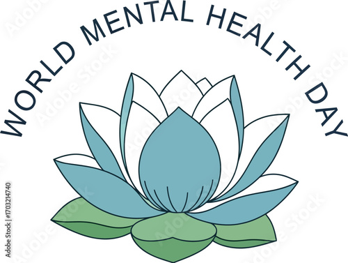 World mental health day concept with lotus flower for banner or poster design