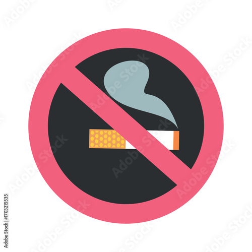 No smoking sign with cigarette and smoke isolated on white background