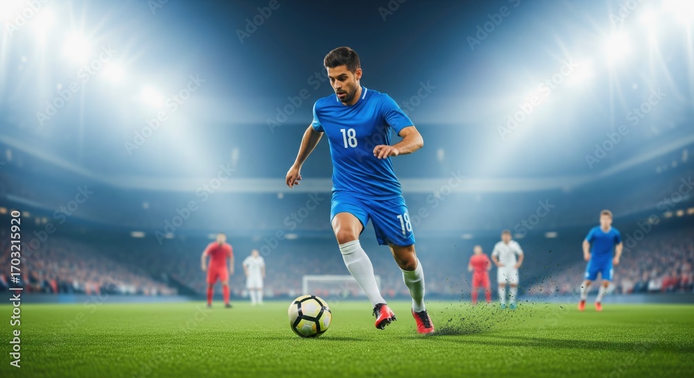 custom made wallpaper toronto digitalProfessional soccer player in a blue uniform dribbling a ball in a large stadium