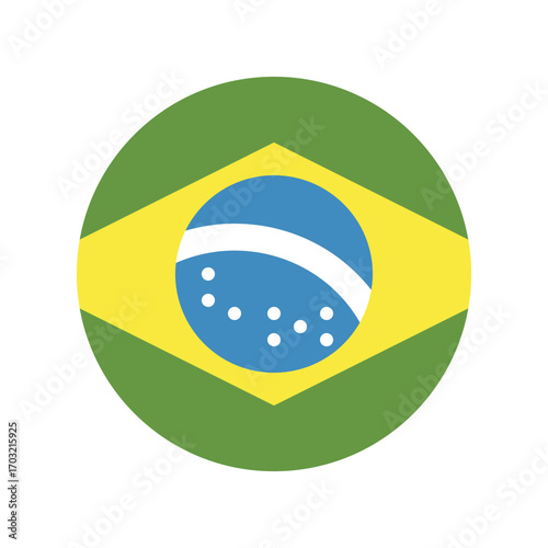 Brazilian flag in a circle isolated on white background