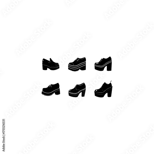 Silhouette of a collection of shoe models 