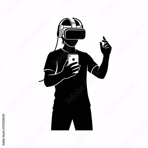 Immersive virtual reality experience with smartphone control and headset