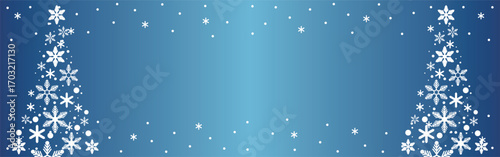 雪の結晶で作られたクリスマスツリーのバナーセット。冬景色ベクターイラスト