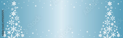 雪の結晶で作られたクリスマスツリーのバナーセット。冬景色ベクターイラスト