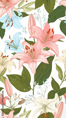 Delicate lily floral pattern