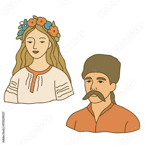 vector illustration of a Ukrainiean couple