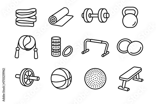 Resistance bar icon vector jump cushion icons home roller kettlebell workout medicine