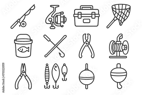 Remover fish box lure spooler vector line icon icons tools fishing hook