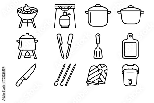 Deep drink carving cooking gear festival vector pot event portable icon spatula