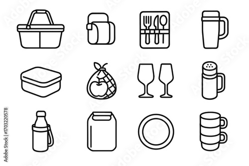 Folding compact waterproof snack icons vector fruit picnic shaker travel icon mug