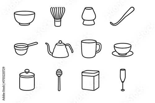Saucer vector icon sifter tea holder sugar bamboo dipper matcha whisk