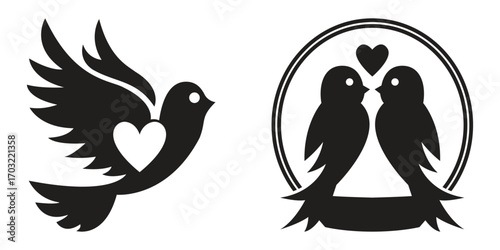 Love bird silhouette vector collection illustration