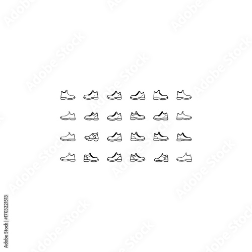 Silhouette shoe icon set