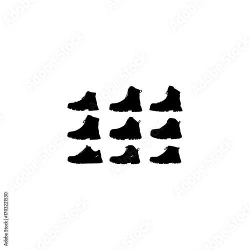 Silhouette shoe icon set