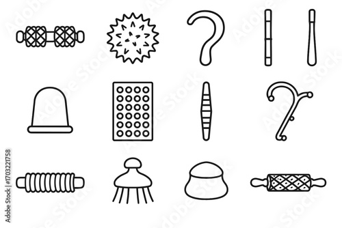 Reflexology tool icons massager vector scalp spiky stick acupressure massage palm icon