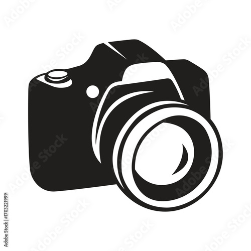 Vector illustration of photo camera silhouette for retro photography