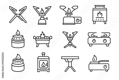Foldable compact propane small icon vector grill icons oven unit stove
