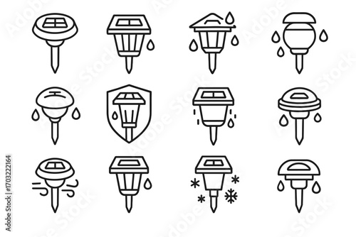 Snowproof marine path vector dome light glass solar waterproof square icon